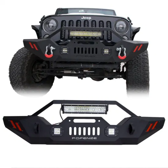 Nova barra de pára-choques com barra de luz LED pára-choques dianteiro com painel de guincho para Jeep Wrangler Jk Jl Gladiator 2007